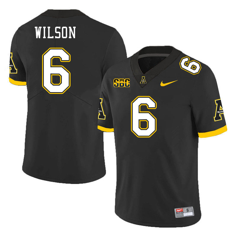 Men #6 Matthew Wilson Appalachian State Mountaineers College Football Jerseys Stitched-Black